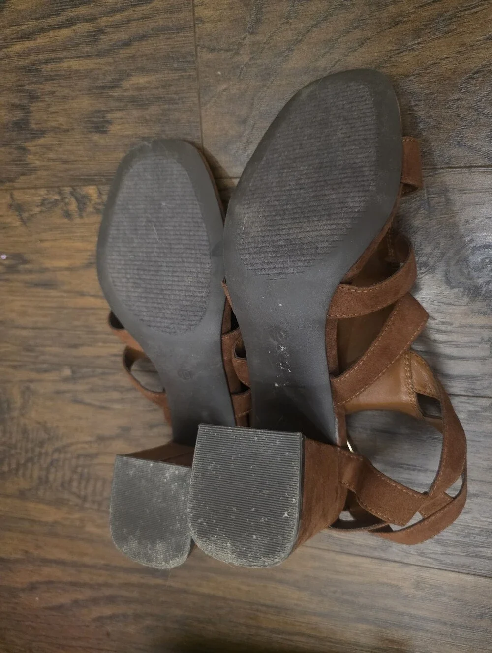 Comfort Est. 1946 Suede Brown Block Heel Sandal with Double Buckle Straps